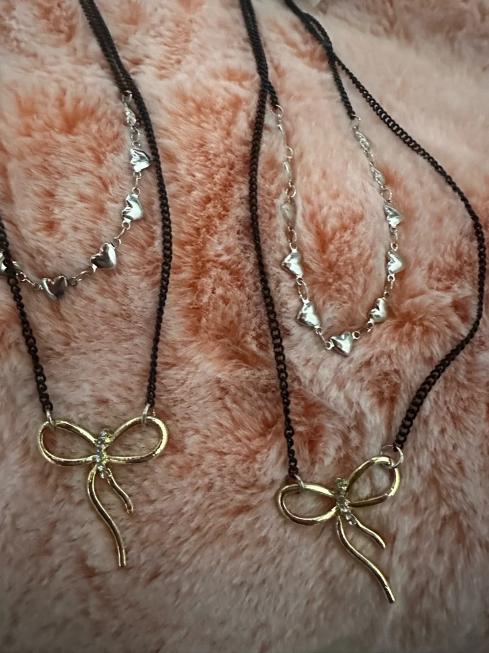 NWT  Nordstrom Ruby & Ry Kids Layered Bow Necklace Set Of 2 Mixed Metals